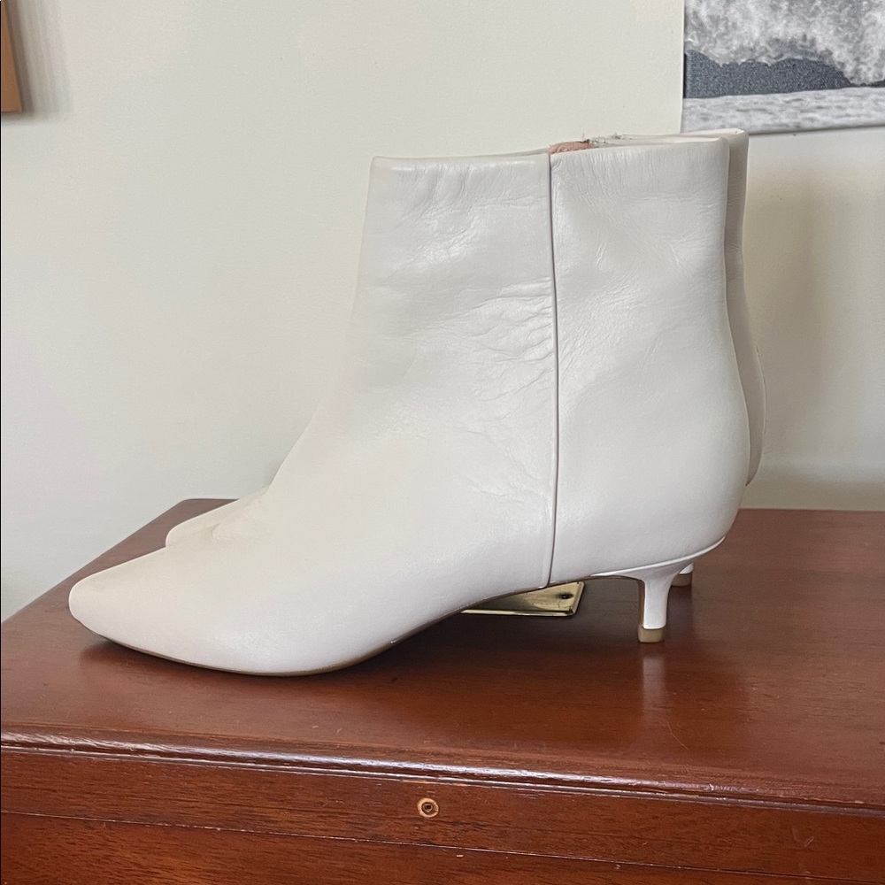 Taryn Rose Cream Ankle Booties